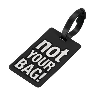 MECCANIXITY Luggage Tag, PVC Identifier Card Holder Label, Not Your Bag Pattern Travel Bag Tag with Adjustable Strap for Baggage Suitcase, Black