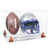 Better Display Cases Acrylic Football and Football Helmet Display Case - Large Rectangle Box with Clear Case with, Orange Risers and Clear Base 18" x 14" x 12" (A014/B60)