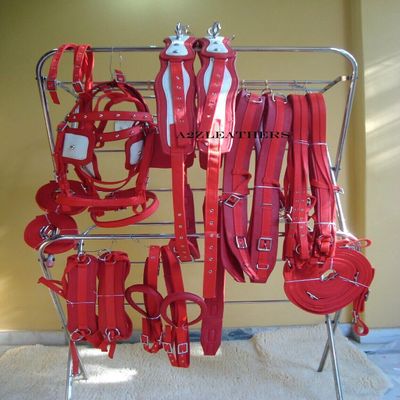 AMAZING HORSE STUFF Double Horse Red Nylon Driving Harness in Red & White (Full)
