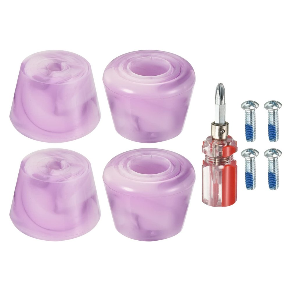 PATIKIL Roller Skate Toe Stops with Screwdriver, 2 Pair 82A Rubber Brake Stoppers Block for Roller Skate Accessories Replacement, Mixed Purple White