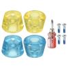 PATIKIL Roller Skate Toe Stops with Screwdriver, 2 Pair 82A Rubber Brake Stoppers Block for Roller Skate Accessories Replacement, Clear Blue Yellow view 1