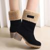 LIPIJIXI Low Heel Winter Boots for Women Side Zipper Suede Warm Boots Chunky Heel Snow Boots Waterproof Round Toe Snow Combat Boots Black size 36 view 2