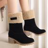 LIPIJIXI Low Heel Winter Boots for Women Side Zipper Suede Warm Boots Chunky Heel Snow Boots Waterproof Round Toe Snow Combat Boots Black size 36 view 3
