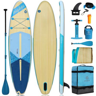 Highpi 11ft Inflatable Stand Up Paddle Board for Youth and Adults Wide Sup with Premium Accessories, Blow Up Paddleboard for Surfing, Fishing, Yoga & More