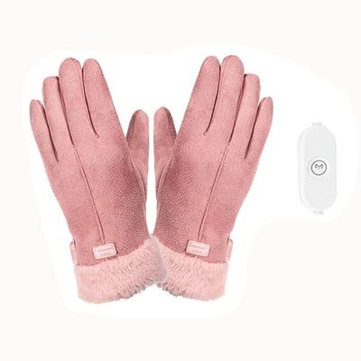 Winter Warm USB Rechargeable Gloves for Women, Pink, 3 Heating Levels, Touchscreen, Electric Heated Gloves for Motorcycle Cycling, Typing, Sport, Fishing