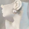 Clip On Earrings For Women | Pearl and Rhinestone Non Pierced Statement Earrings (Silver) view 3