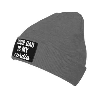 Kkaingg Your Dad is My Cardio Beanie Hats for Women Men Black Winter Hat Womens Beanies Knit Skull Cap Deep Heather