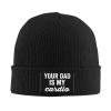 Kkaingg Your Dad is My Cardio Beanie Hats for Women Men Black Winter Hat Womens Beanies Knit Skull Cap Black view 2