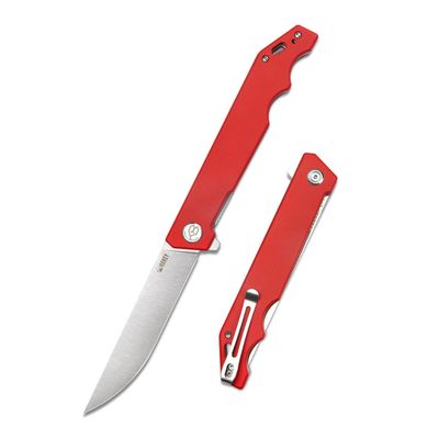 KUBEY Pylades KU253F Folding Pocket Knife, 4.65-Inch AUS-10 Plain Blade, G-10 Handle Camping Hiking Knife with Deep Carry Pocket Clip