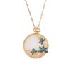 LIBERGA Gold Plated Necklace for Women,Imitation Jade Cloisonne Flower Pendant Necklace Vintage Jewellery Accessories with Necklace Box view 1