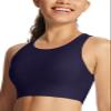 baleaf Women's Swim Bra Tops Modest High Neck Push Up Crop Tank Bikini Top Athletic Sports Swimsuits Bathing Suit Under Rash Guard Dark Blue 40 view 1