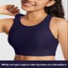 baleaf Women's Swim Bra Tops Modest High Neck Push Up Crop Tank Bikini Top Athletic Sports Swimsuits Bathing Suit Under Rash Guard Dark Blue 40 view 4