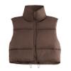 Century Star Brown Puffer Vest Women Girls - Cropped Fall Winter Outerwear Puffy 2025 Quilted Top Jacket Coat Gilet Sleeveless Zip Small view 1