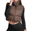 Century Star Brown Puffer Vest Women Girls - Cropped Fall Winter Outerwear Puffy 2025 Quilted Top Jacket Coat Gilet Sleeveless Zip Small view 3