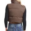 Century Star Brown Puffer Vest Women Girls - Cropped Fall Winter Outerwear Puffy 2025 Quilted Top Jacket Coat Gilet Sleeveless Zip Small view 4