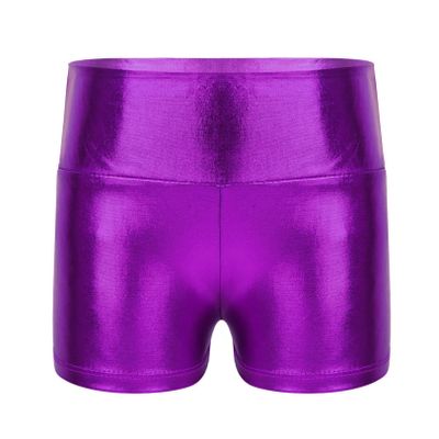 JEATHA Girls Shiny Metallic Booty Shorts Athletic Gymnastic Sports Tumbling Sparkle Glitter Dance Bottoms Purple 4