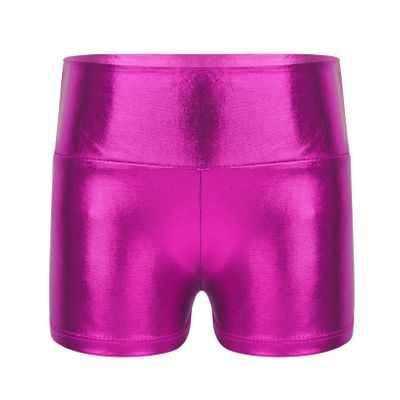 JEATHA Girls Shiny Metallic Booty Shorts Athletic Gymnastic Sports Tumbling Sparkle Glitter Dance Bottoms Rose 12
