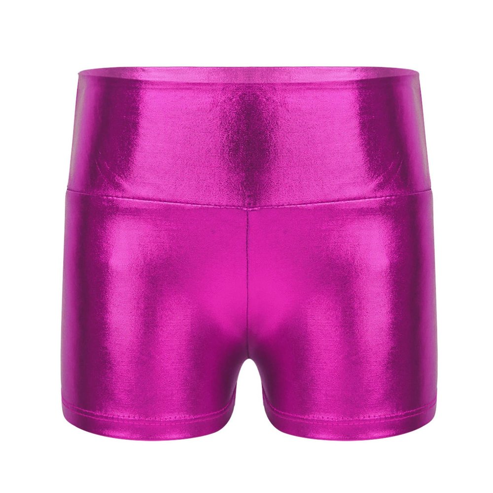 JEATHA Girls Shiny Metallic Booty Shorts Athletic Gymnastic Sports Tumbling Sparkle Glitter Dance Bottoms Rose 12
