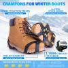 Sfee 4 Pairs Ice Cleats for Boots Shoes, Snow Grips Cleats for Ice and Snow Anti-Slip Rubber Traction Cleats for Walking on Snow and Ice 10 Steel Studs Crampons for Hiking, Walking, Climbing, Jogging view 2