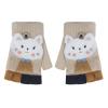 PURFUN Cartoon Cat Rabbit Knitted Half & Full Finger Gloves with Flip Top, Kids Students Winter Warm Writing Reading Gloves, Cold-Proof Cycling Camping Ski Mitts for 3-10 Yrs Girls Boys view 1