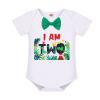 Dinosaur Birthday Party Decorations Supplies, Toddler Baby Boys Woodland Animal Theme Romper & Bloomers Pants & Suspenders for Dino Themed Kid's Party, Shower, Celebration Green & I'm two 18-24 Months view 4