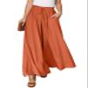 Dokotoo Womens Fashion Clothing Stretch Drawstring Tie Elastic Waist Wide Leg Linen Pants for Women Ladies Dressy Solid Spring Fall Lightweight Oversize Soft Womens Pants with Side Pockets Red L view 1