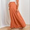Dokotoo Womens Fashion Clothing Stretch Drawstring Tie Elastic Waist Wide Leg Linen Pants for Women Ladies Dressy Solid Spring Fall Lightweight Oversize Soft Womens Pants with Side Pockets Red L view 3