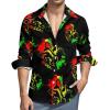 Lion Reggae Jamaica Men's Shirt Long Sleeve Casual Button Down T-Shirt Blouse Tee Top L view 1
