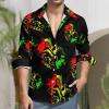 Lion Reggae Jamaica Men's Shirt Long Sleeve Casual Button Down T-Shirt Blouse Tee Top L view 2