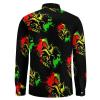 Lion Reggae Jamaica Men's Shirt Long Sleeve Casual Button Down T-Shirt Blouse Tee Top L view 4