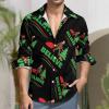 Christmas Bigfoot Sasquatch Men's Shirt Long Sleeve Casual Button Down T-Shirt Blouse Tee Top XL view 2