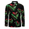 Christmas Bigfoot Sasquatch Men's Shirt Long Sleeve Casual Button Down T-Shirt Blouse Tee Top 3XL view 3