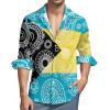 Bahamas Paisley Flag Men's Shirt Long Sleeve Casual Button Down T-Shirt Blouse Tee Top XL view 1