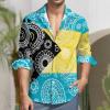 Bahamas Paisley Flag Men's Shirt Long Sleeve Casual Button Down T-Shirt Blouse Tee Top XL view 2