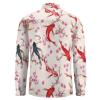 Japanese Koi Fish Cherry Blossoms Men's Shirt Long Sleeve Casual Button Down T-Shirt Blouse Tee Top 3XL view 4