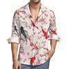 Japanese Koi Fish Cherry Blossoms Men's Shirt Long Sleeve Casual Button Down T-Shirt Blouse Tee Top XL view 1