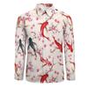 Japanese Koi Fish Cherry Blossoms Men's Shirt Long Sleeve Casual Button Down T-Shirt Blouse Tee Top XL view 3