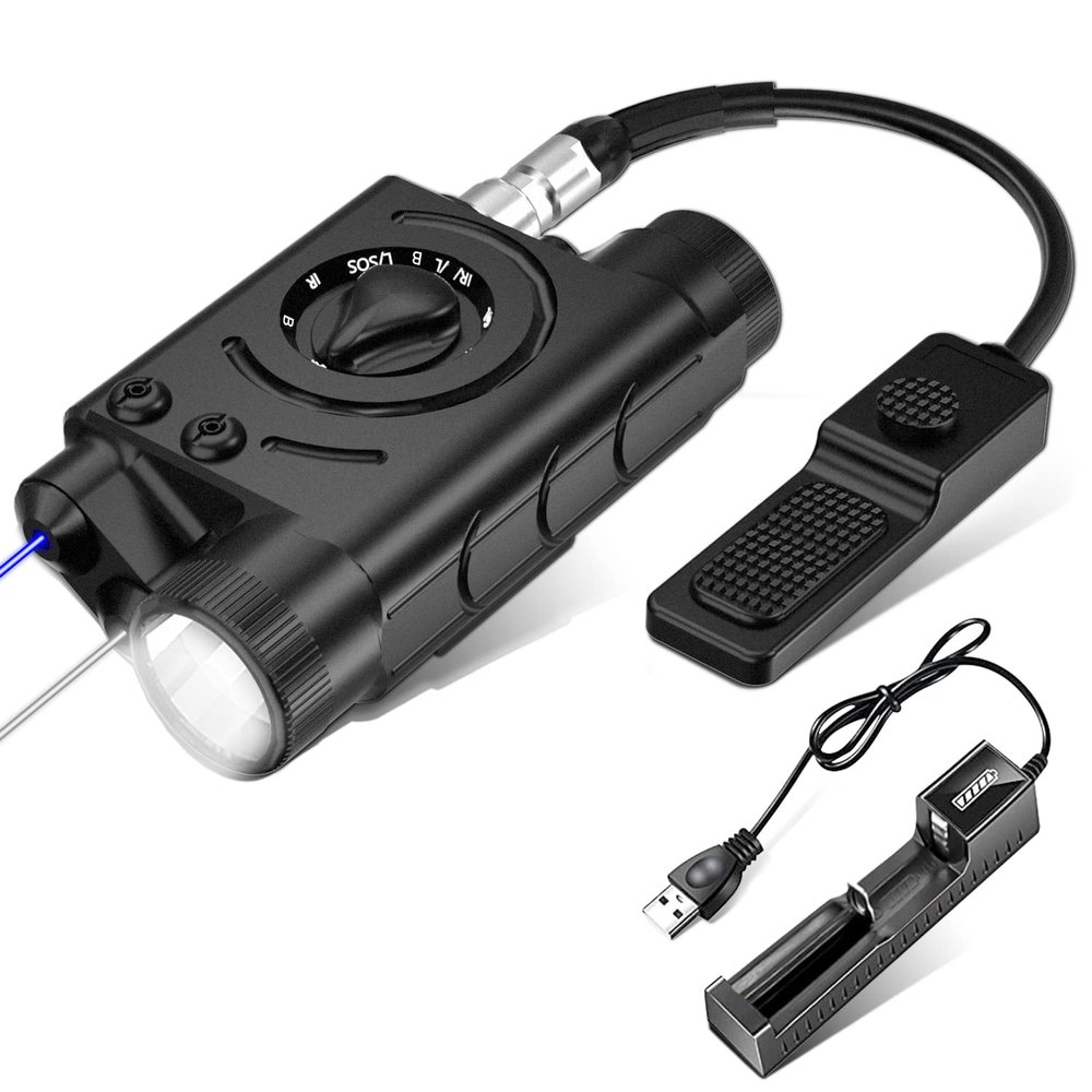 SMSlaser Multi-Function 1000 Lumens Tactical Flashlight and Blue/IR Laser Sight Combo, Weapon Light&Laser Sight Combo with 9-inch Remote Pressure Tapeswitch Compatible with M-Lok and Picatinny Rails