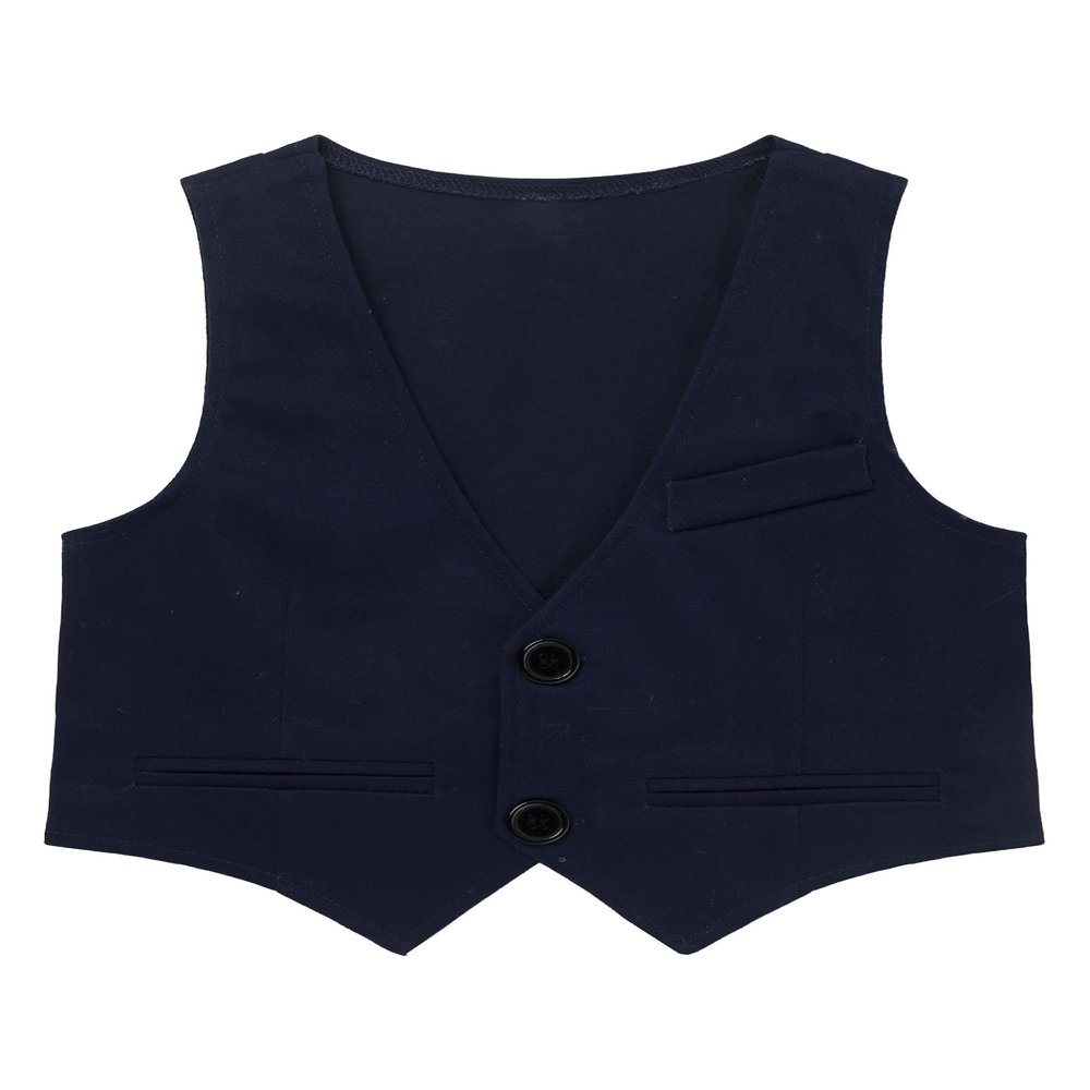 Duoremi Kids Boys Formal Suit Vest Tuxedo Waistcoat Pants Gentleman Wedding Party Clothing Set Navy Blue 16 Years