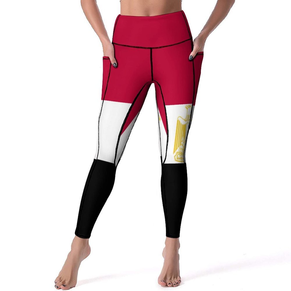 Adugen Origei Yoga Pants Egypt Flag Workout Running for Women 2XL