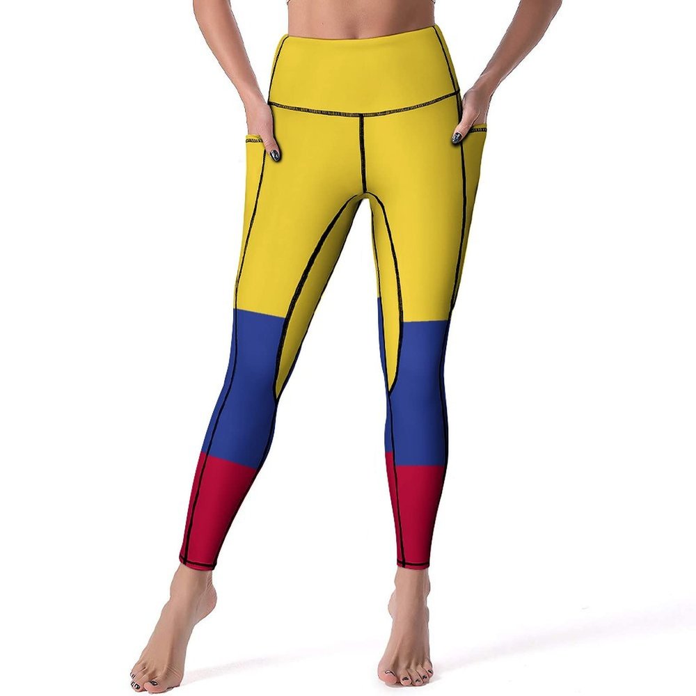 Adugen Origei High Waist Colombia Flag Yoga Pants Tummy Control Womens Fall Fashion 2022 S