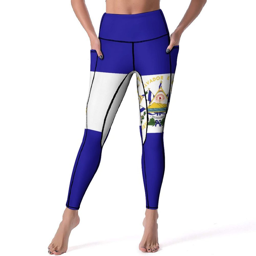 Adugen Origei Yoga Pants El Salvador Flag Workout Running for Women S
