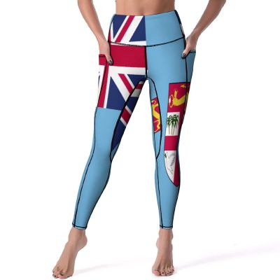 Adugen Origei High Waist Fiji Flag Yoga Pants Tummy Control Womens Fall Fashion 2022 S
