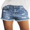 luvamia Jean Shorts Womens Mid Rise Stretchy Cut Off Frayed Denim Shorts Ripped Summer Casual Beach Vacation Clothes Bay Blue Rip Size Small Fits US 4-6 view 1