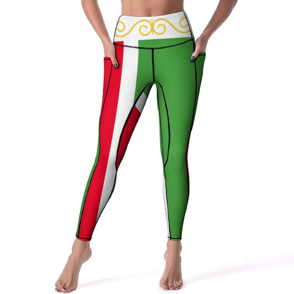 Adugen Origei Yoga Pants Chechen Repub-LIC Flag Workout Running for Women XL