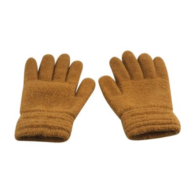 Kids Baby Girls Boys Winter Warm Solid Knitted Flip Finger Mittens Gloves Toddler Gloves Waterproof (Khaki, One Size)
