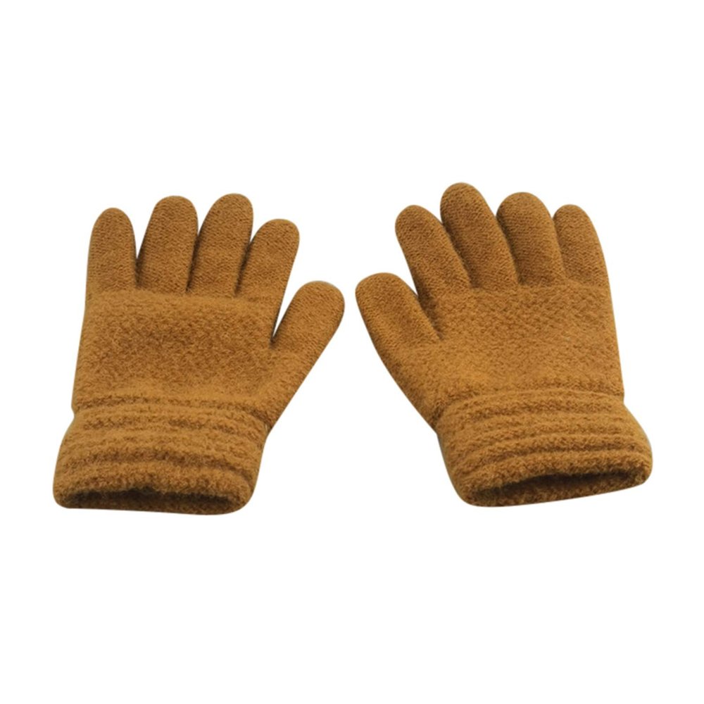 Kids Baby Girls Boys Winter Warm Solid Knitted Flip Finger Mittens Gloves Toddler Gloves Waterproof (Khaki, One Size)