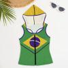 Women's Short Vest Quick Dry Sports Workout Running Top Vest Brazil Flag Yoga Women's Performance Stretchy S view 3