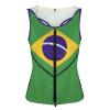 Women's Short Vest Quick Dry Sports Workout Running Top Vest Brazil Flag Yoga Women's Performance Stretchy S view 4