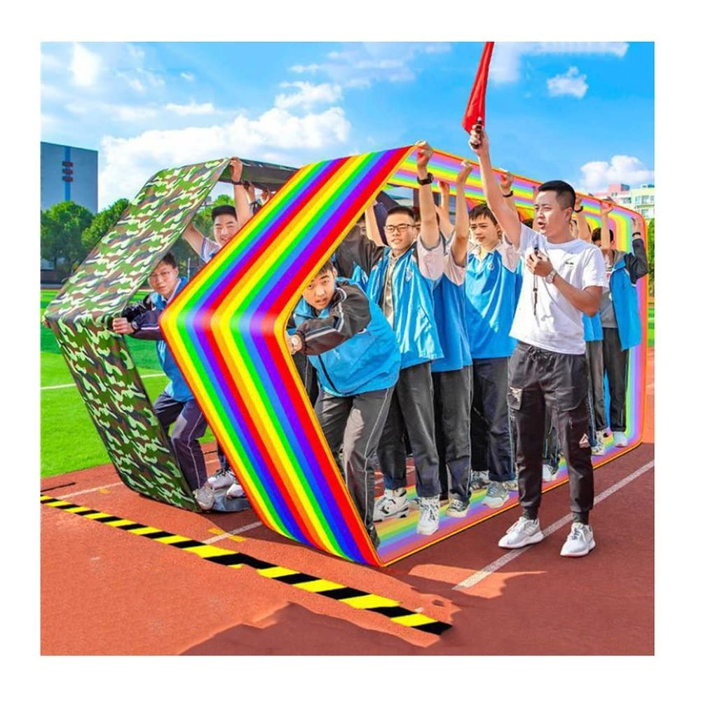 2PCS Teamwork Games Run Mat, Outdoor Carnival Lawn Games Birthday Party Multiplayer, 2-18 Players (Size : Adult-6M//20FT)